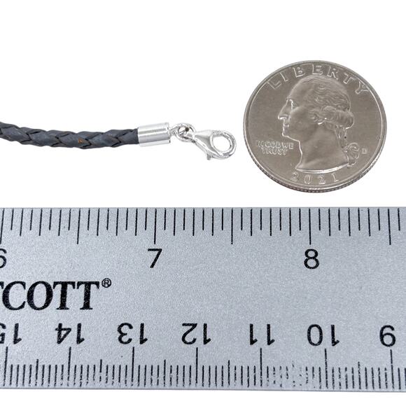 Vintage Sterling Silver 925 Cubic Zirconia Four Heart Charm Cord Bracelet 7.5" - Picture 5 of 7